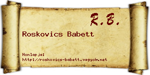 Roskovics Babett névjegykártya